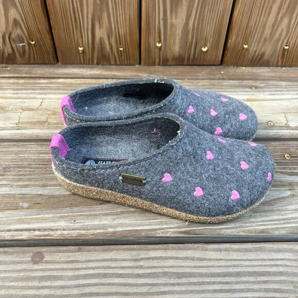 HAFLINGER Grizzly Cuoricino Clog Anthracite Small Hearts Size EU37 US6 Women's - Picture 3 of 7